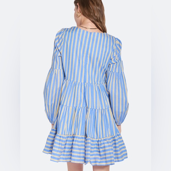 En Saison Alanna Striped Tiered Dress Blue/Yellow Size XS - Picture 5 of 9
